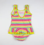 Striped Swimsuit Toddler Girl (Yellow/Pink/Green)