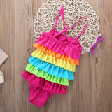 🌈 Rainbow Ruffled Swimsuit Toddler Girl (Pink/Yellow/Orange) 🌈