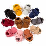 Fringe Tassel Lace Up Soft Moccasins Baby Shoes (11 colors available)