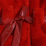 Vegan Fur Belted Maxi Coat Toddler Girl (Red)