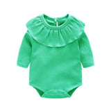 Ruffled Neck Long Sleeve Baby Onesie Bodysuit Baby Girl (Available in 5 colors)