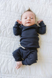Solid Color Pajamas Top and Pants 2pc. Set Unisex Baby Boy Girl (Available in Pink/Wine/Navy/Brown/Green/Gray)