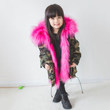 Hooded Vegan Fur Lined Zip Front Winter Coat Baby Girl Toddler (Green/Gray/Black/Pink