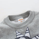 Dinosaur Knit Pullover Sweater Toddler Boy  (Available in Gray/Navy Blue)