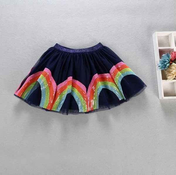Embroidered Tulle & Sequin Circle Skirt Baby Girl and Toddler (Available in Navy Blue or Pink)