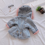 Denim and Vegan Fur Parka Coat Toddler Baby Girl (Available in Pink/Blue)