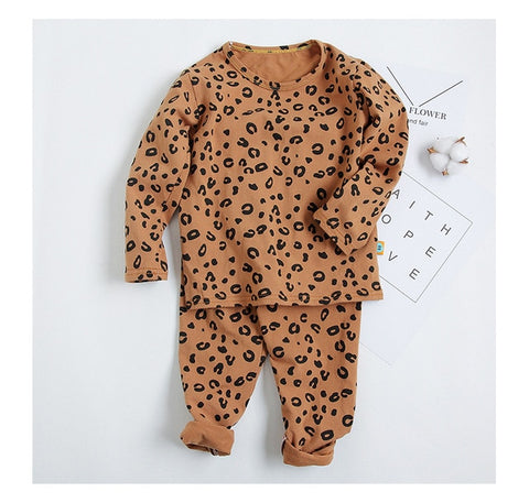 🐆 Leopard Long Sleeve Top & Pants Pajamas 2pc. Set Baby and Toddler Girl (Coffee/Pink/Beige/Blue) 🐆