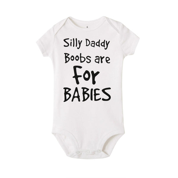 Silly Daddy Boobs Are For Babies 🤱 - Onesie Bodysuit Baby Boy (White & Black)