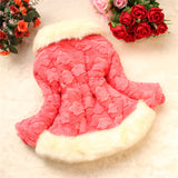 Vegan Fur Coat Embellished with Flowers Toddler Girl (Leopard/Green/Red/Pink)