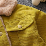 Corduroy Jean Jacket with Fleece Lining Baby Girl (Brown/Mustard)