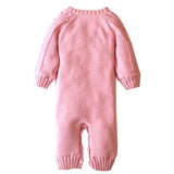 Insulated Hooded Knit Sweater Jumpsuit Unisex Baby Boy Girl (Khaki, Pink or Red)