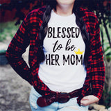 Blessed to be Her Mom - Matching Mother and Toddler Daughter  T-Shirts (White, Black & Gold)