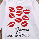 💋 Grandma Was Here xoxo - Onesie Bodysuit Baby Boy Girl (Red/White) 💋