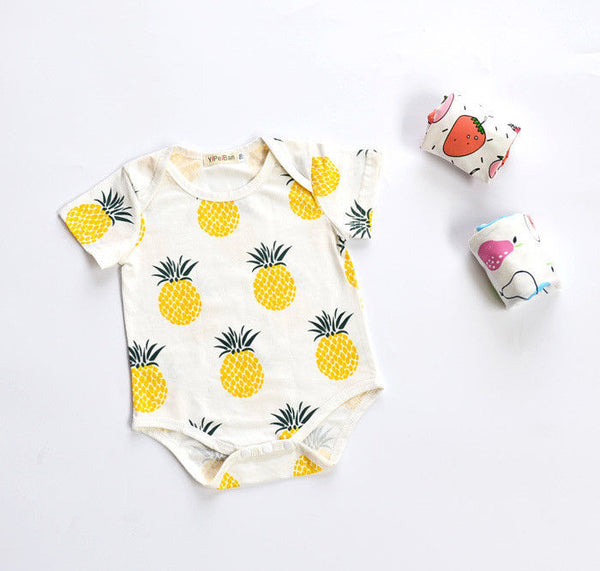 🍍 Pineapple & Cactus 🌵 Graphic Onesies Baby Girl (Yellow/Aqua Blue) 🍍 🌵