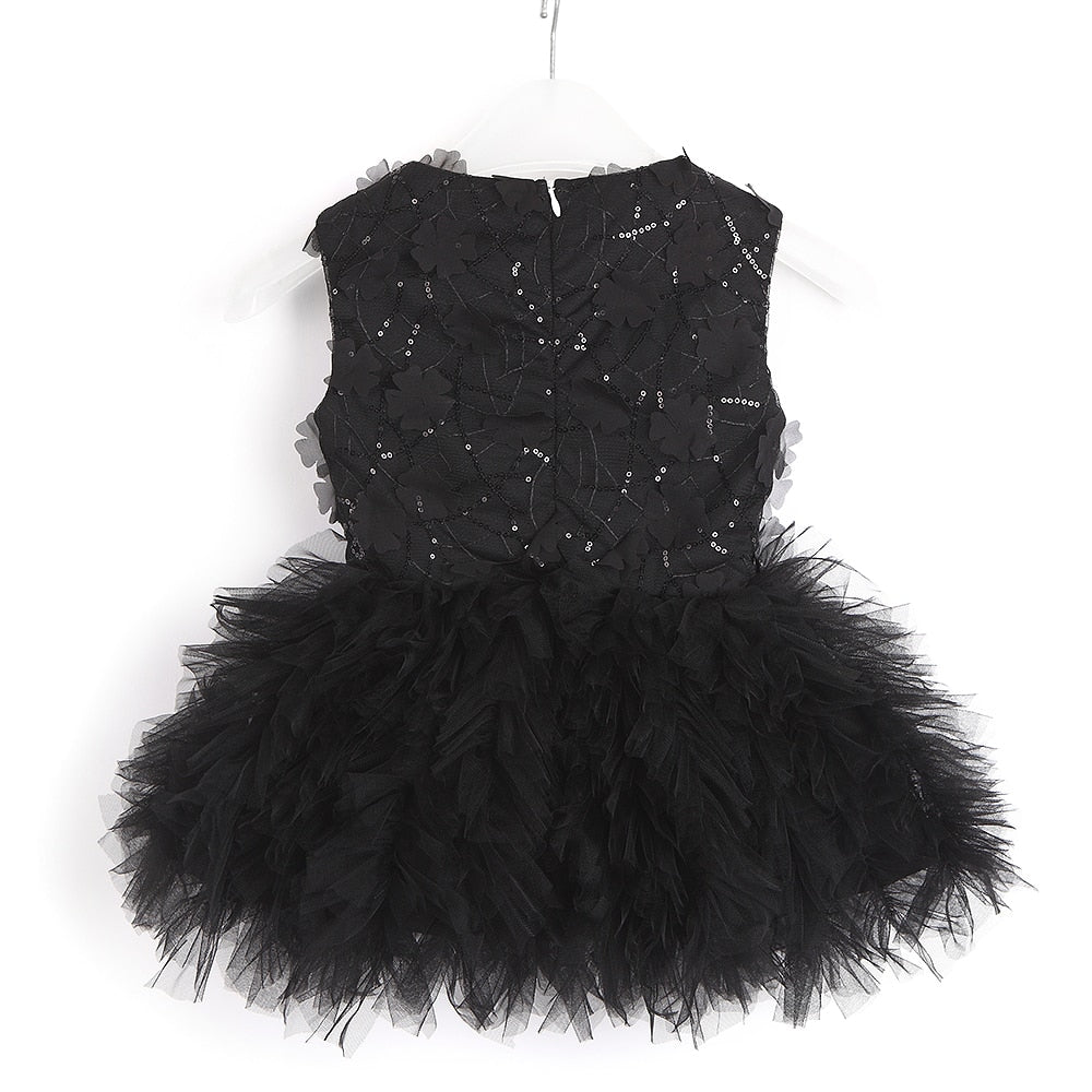 Sleeveless Sequin & Feathered Tulle Tutu Formal Dress Baby Girl and To ...