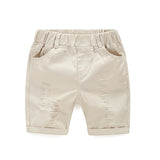 💮 Floral Collar Shirt & Distressed Shorts 2pc. Set Toddler Boy (White/Yellow/Red/Black) 💮