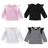 Frilly Lace Shoulder Top Baby Girl (Available in Pink, Black, White or Stripes)