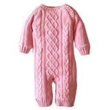 Insulated Hooded Knit Sweater Jumpsuit Unisex Baby Boy Girl (Khaki, Pink or Red)