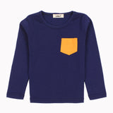 Contrasting Color Pocket Long Sleeve T-Shirt Toddler Boy (Navy Blue/Red/Gray/Mustard/Green)