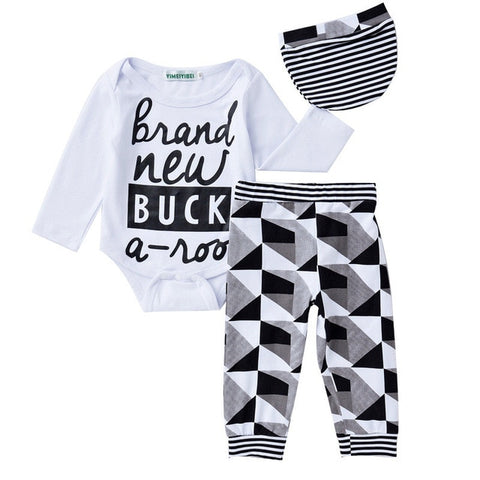 Brand New Buck-a-roo - Top and Pants 2pc. Clothing Set Baby Boy (Black & White)