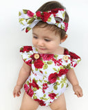 🌺 Floral Romper with Headband 2pc. Set Baby Girl (Red/Pink/Green/White) 🌺