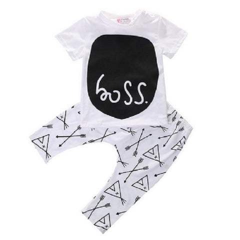 Boss - Unisex Baby 2 pc. T-Shirt and Pant Clothing Set (Black & White)