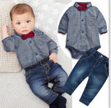 Plaid Long Sleeve Onesie and Pants 2pc. Set Baby Boy (Available in Red, Blue or Gray)