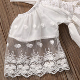 Lace Sleeve Empire Waist Dress Toddler Girl (White)