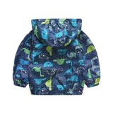 Animal Print 🦖🦒🐘 Windbreaker Jacket Toddler Boy (Blue/White/Green)
