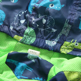 Animal Print 🦖🦒🐘 Windbreaker Jacket Toddler Boy (Blue/White/Green)