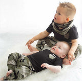 Camouflage Pocket T-Shirt and Pants 2 pc. Clothing Set Baby Boy and Toddler (Gray or Black)