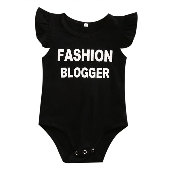 Fashion Blogger - Ruffled Onesie Bodysuit Baby Girl (Black & White)