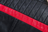 Vegan Leather Motorcycle Jacket Coat Unisex Toddler Boy Girl (Red/Black/White)