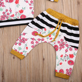 Mod Stripe & Flower Print 🌸 2 pc. Set Baby Girl (Mustard Multi)