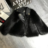 Vegan Fur Coat with Vegan Leather Collar Toddler Girl (Black/Green/Pink/Burgundy/White)