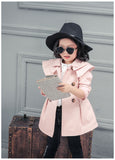 Double Breasted Belted Trench Coat with Flare Shoulders Toddler Girl (Khaki/Pink/Red)