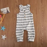 Striped Sleeveless Jumpsuit Baby Boy Baby Girl Unisex (Gray/White)