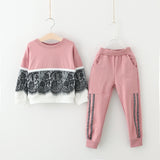Frilly Lace Trim 2pc. Jogger Set Toddler Girl (Available in Pink, Purple, Sky Blue or Navy)