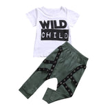 Wild Child - T-shirt and Riveted Harem Pants 2 pc. Set Baby Boy and Toddler (White, Black & Olive)