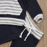 Hooded Pullover Sweatshirt and Pants 2pc. Set Baby Boy (Navy Blue/Gray/White)