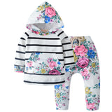 Floral & Stripe Hooded Sweatshirt and Pants 2 pc. Set Baby Girl (2 prints available)