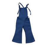 Sleeveless Backless Denim Flare Leg Jumpsuit Toddler Girl (Dark Blue Wash)