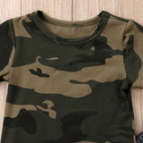 Camouflage T-Shirt and Moto Denim Jeans 2pc. Set Baby Boy and Toddler (Olive Green/Black)