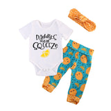 Daddy's Main Squeeze🍋 - 3pc. Onesie, Headband and Pants Set Baby Girl (Yellow & Blue Multi)