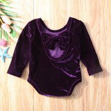 Velvet Long Sleeved Onesie Bodysuit Baby Girl (4 colors available)