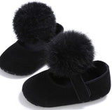 Pom Pom Dress Baby Shoes (Available in Black, Burgundy, Gray, Pink or White)