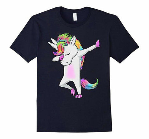 Unicorn 🦄 Cartoon T-Shirt Baby Girl and Toddler (Black & Rainbow Multi)
