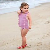 🌞 Striped Flare Shoulder Swimsuit Baby Girl (Turquoise & White/Pink & White/Black & White) 🌞