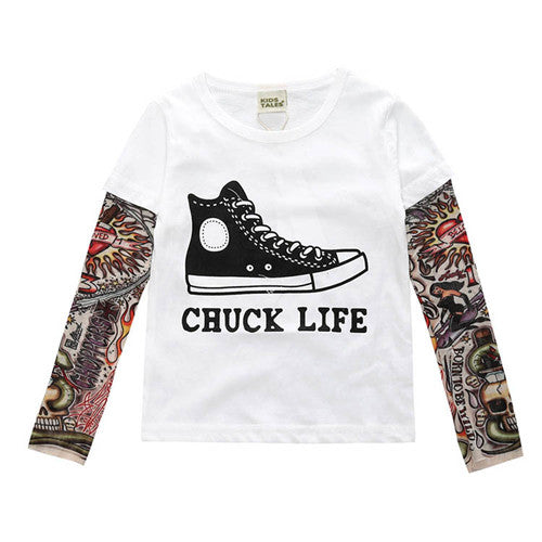 Chuck Life - Tattoo Sleeve T-shirt Toddler Boy (White Multi)