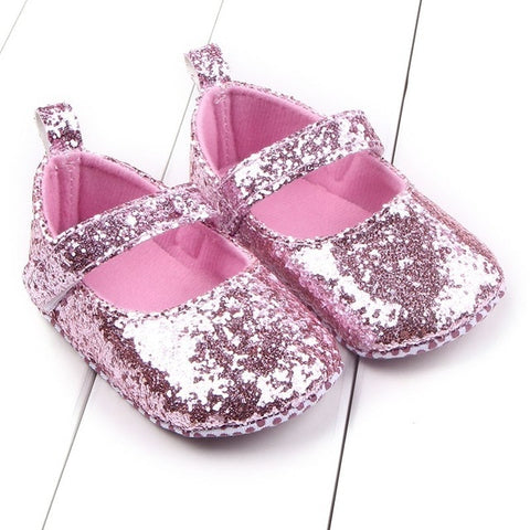 Glitter Soft Sole Baby Shoes (Available in Gold, Black or Pink)
